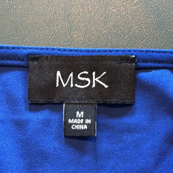 MSK Goddess Blue Midi Dress NWT Tie Waist Business Casual Work Office Stretchy M - Picture 8 of 13